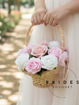 artificial rose bridesmaid basket flowers wedding