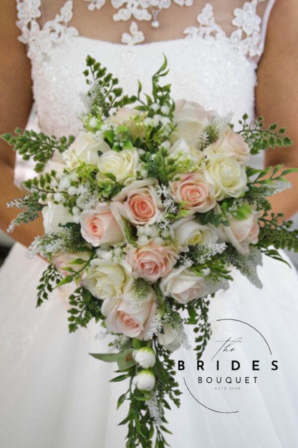 bridal bouquets of silk flowers brides tear drop natural look wedding bouquets