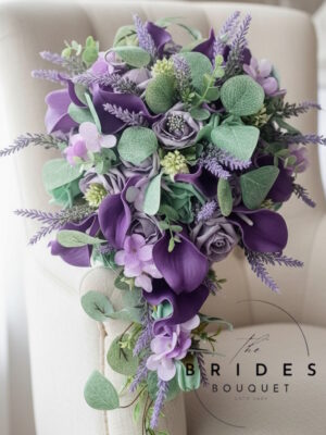 artificial faux wedding bouquets cascade tear teardrop bridal flowers florists choice bouquet for bride to be