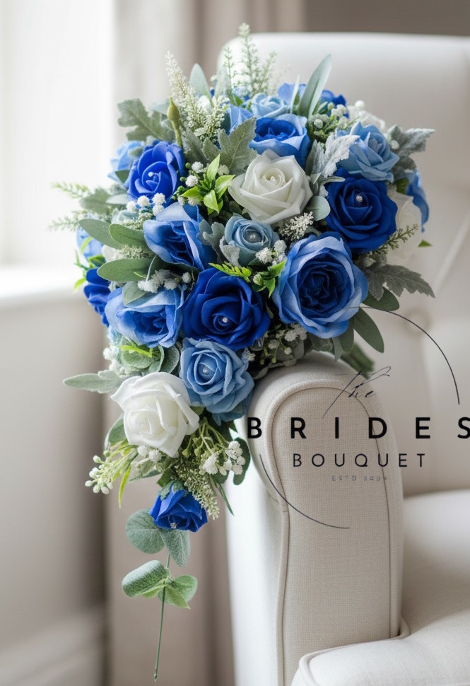 royal blue silk wedding flowers artificial bridal tear bouquets florists choice