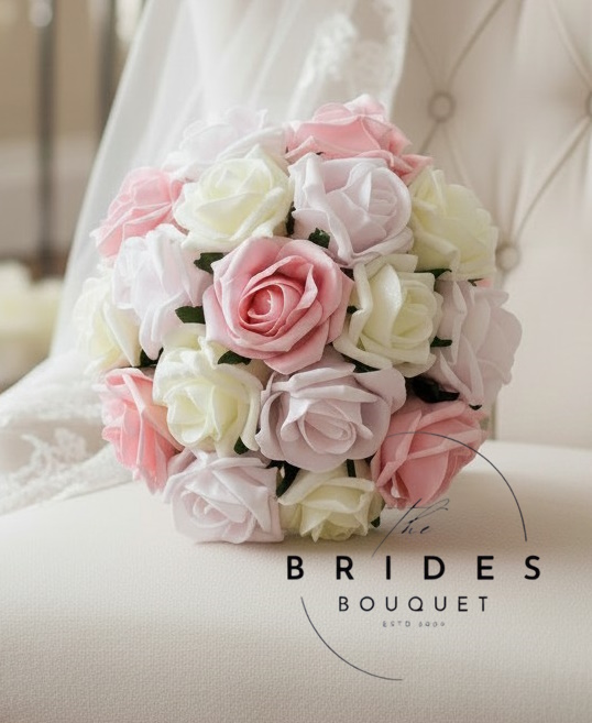 pastel pink 3 colour rose wedding bouquet artificial bridesmaids roses bouquets