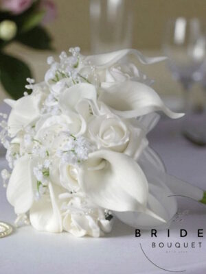 white faux wedding bouquets