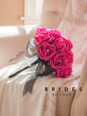fuschia pink rose wedding bouquets artificial hot pink roses bridesmaids size bouquet