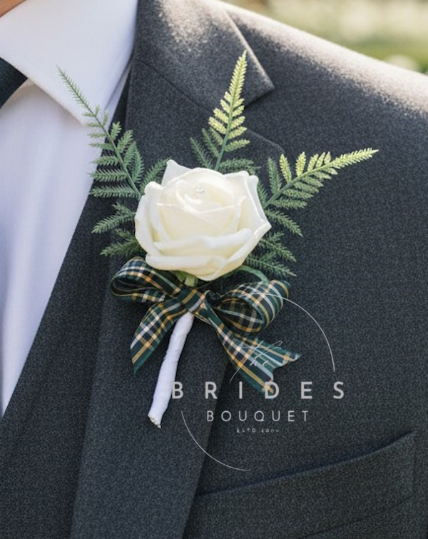 irish tartan wedding buttonholes artificial rose any colour theme