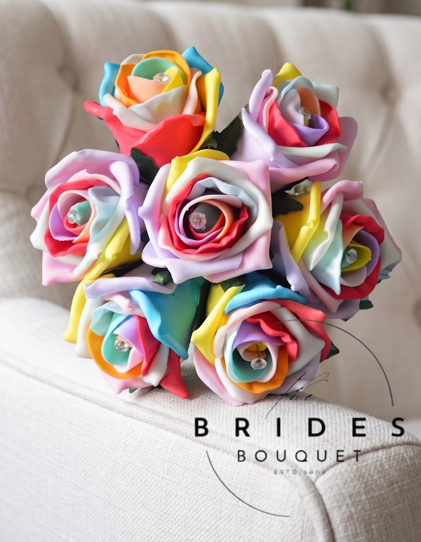 rainbow rose flower girl bouquets with multi colour roses uk artifical roses