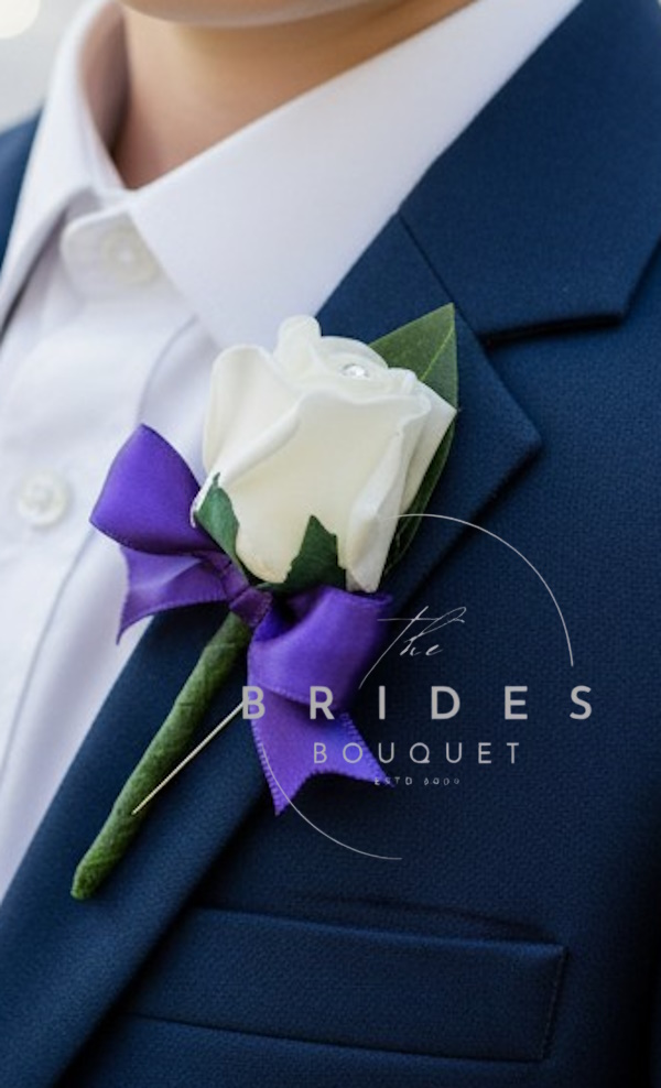 childs artificial rose bud wedding buttonhole page boy corsage