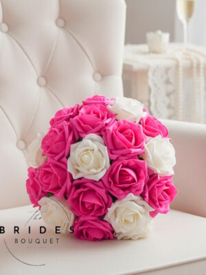 artificial wedding bouquets medium size foam rose bridal flowers any rose colours bridesmaids brides
