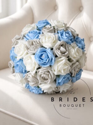 silver light blue rose wedding bouquets bridal flowers