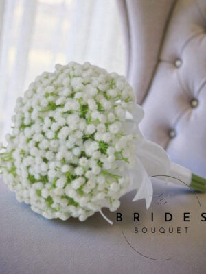 Artificial gypsophila bridesmaid posy wedding bouquet with white baby’s breath