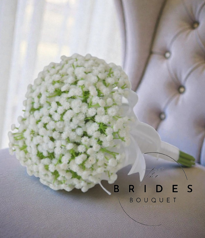 bridesmaid bouquet of artificial white gypsophila fake flowers for weddings baby breath Artificial gypsophila bridesmaid posy wedding bouquet with white baby’s breath