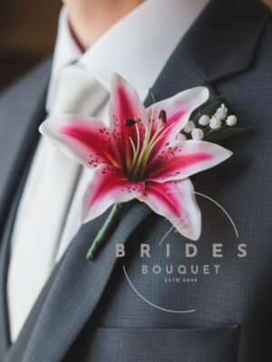 stargazer lily artificial wedding buttonhole