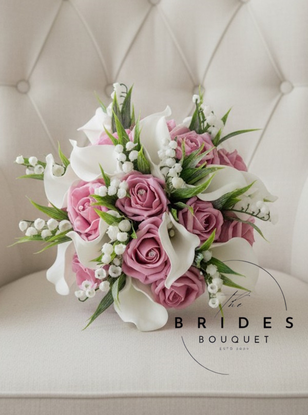rose and calla lily artificial rose wedding bouquet with lily of the valley any colour roses