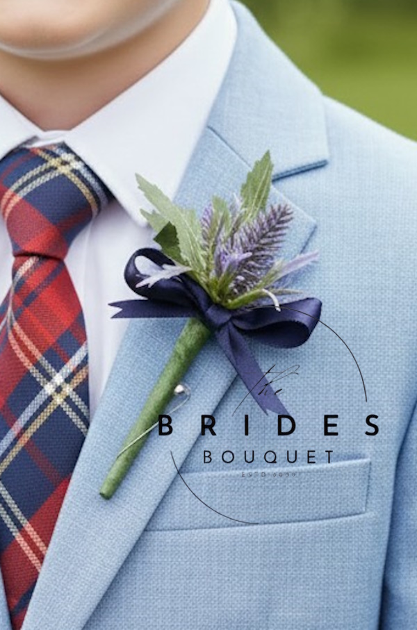 small thistle wedding buttonhole guests page boys artificial scottish flowers for weddings
