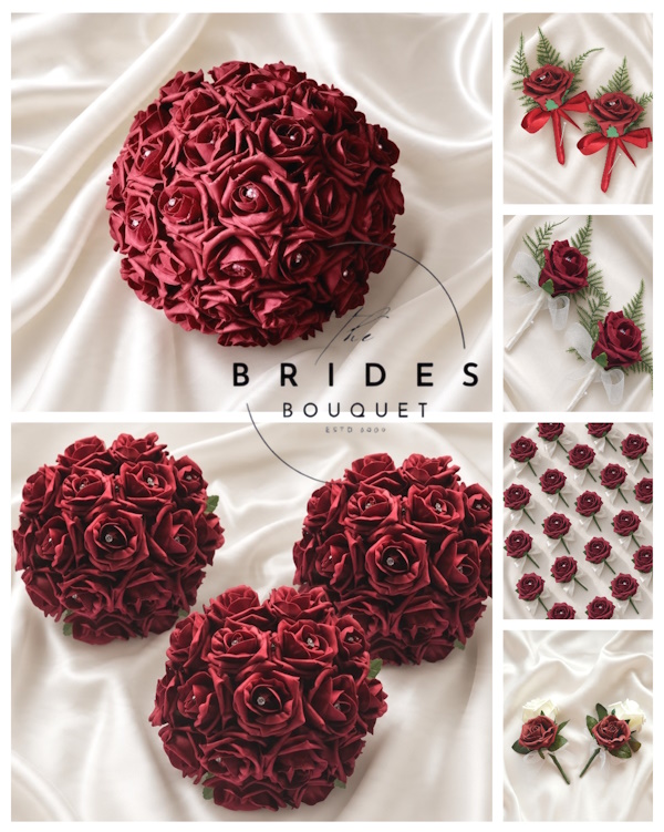 artificial faux rose bridal flower package handmacde in your colours uk wedding bouquets and buttonholes artificial wedding flower package by the brides bouquet uk 30 piece faux rose low cost wedding bouquet package