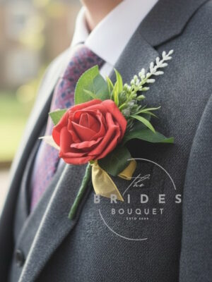 rose and astilbe buttonhole grooms faux flower corsage