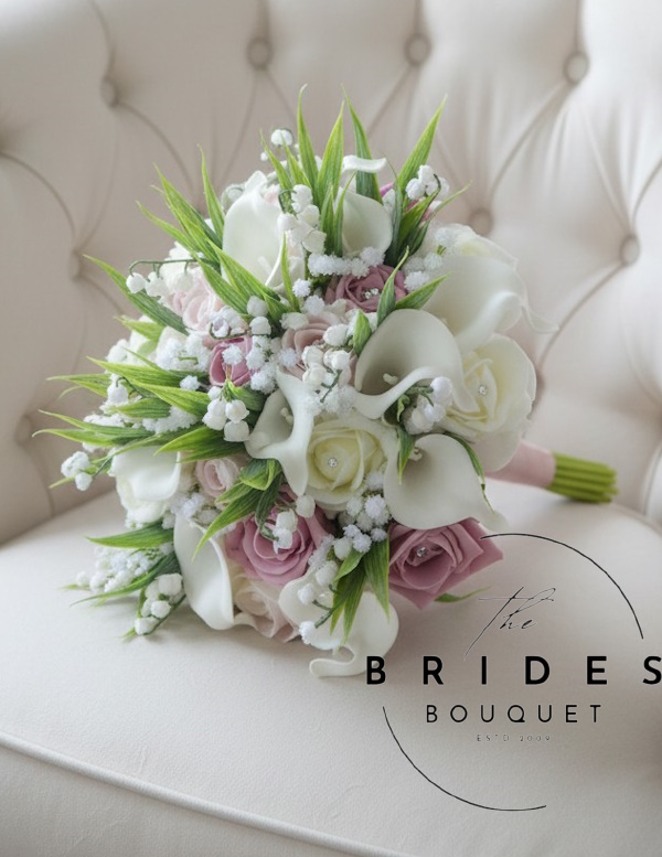 artificial wedding bouquet realistic brides flowers roses calla lilies and lily of the valley custom colour bridal boquuets artificial bridal flowers silk fake bouquets for weddings any colours