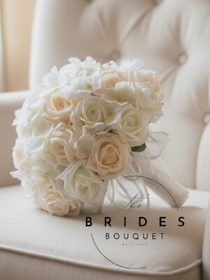 artificial rose and hydrangea wedding flowers bridal bouquet from the Francesca collection