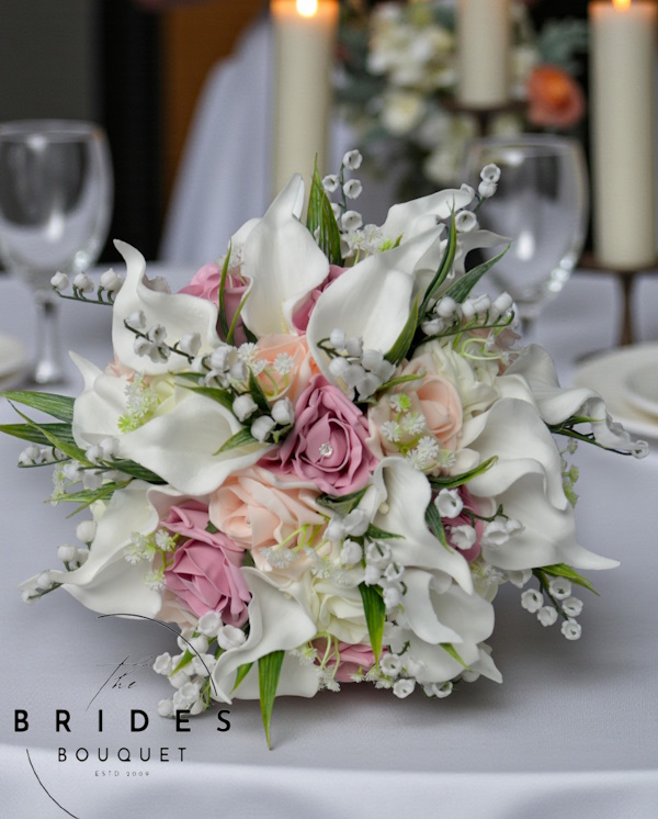 brides bouquet uk wedding flowers artificial roses calla lily and lily of the valley bridal flower bouquets artificial bridal flowers silk fake bouquets for weddings any colours