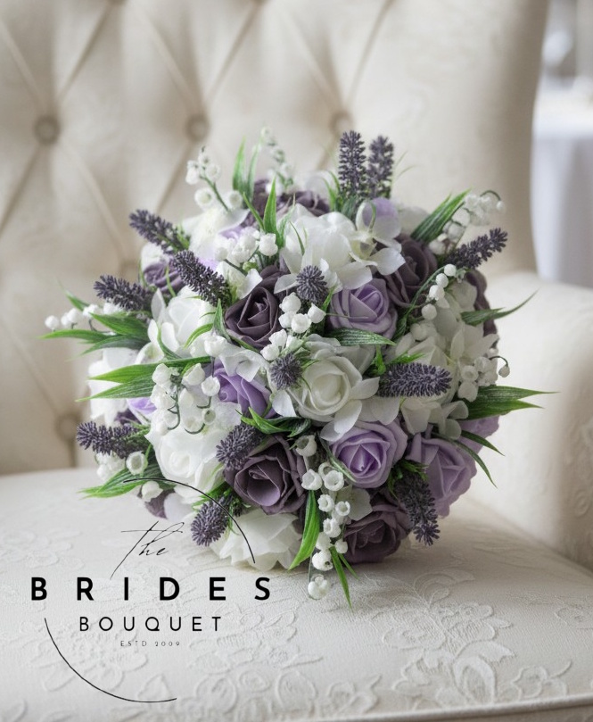 faux flower wedding bouquets roses lily of the valley and lavender artificial bridal flowers uk