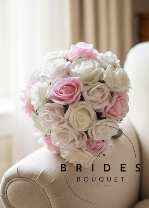low cost small wedding bouquet artificial roses brides teardrop