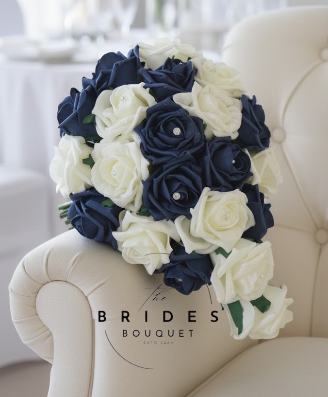 low cost wedding bouquet artificial rose small teardrop for bride or bridesmaids Mini teardrop wedding bouquet with colourfast faux roses in personalised colours