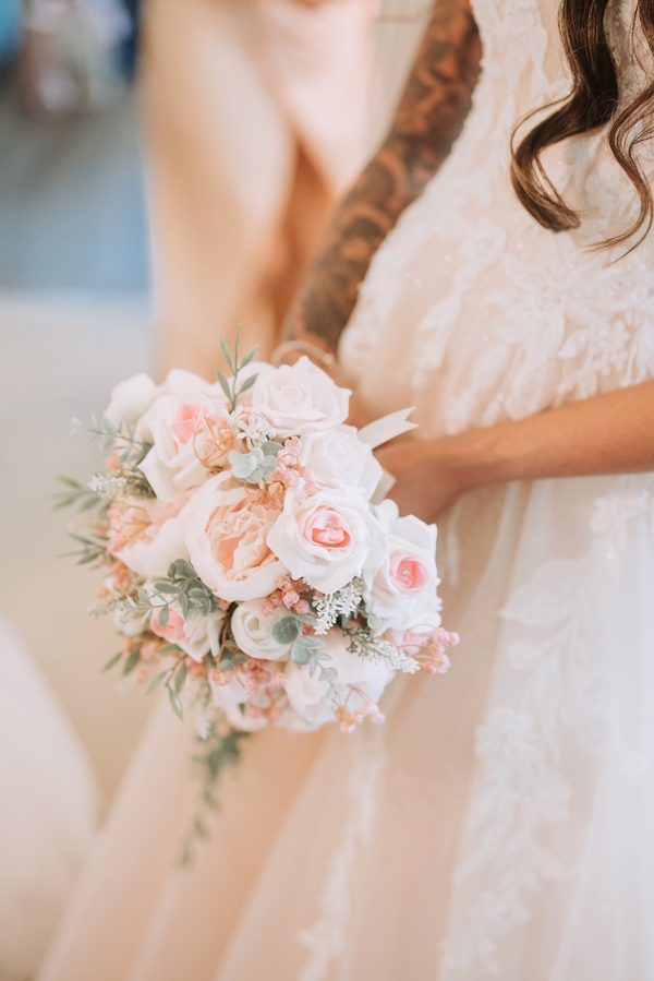 pink designers choice wedding flowers created by the brides bouquet uk