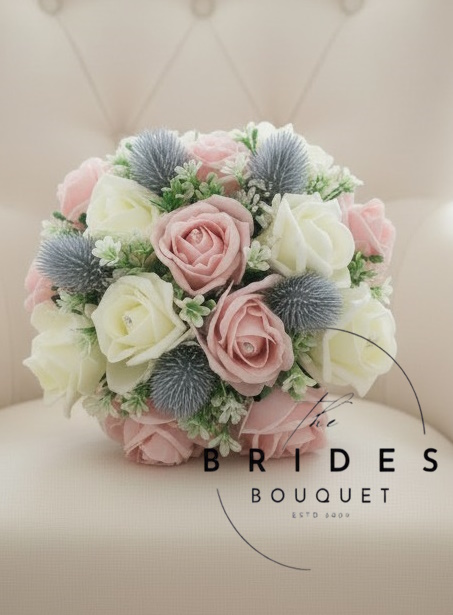 scottish thistle wedding bouquet artificial bridal bouquets bridesmaids blue thistles morag