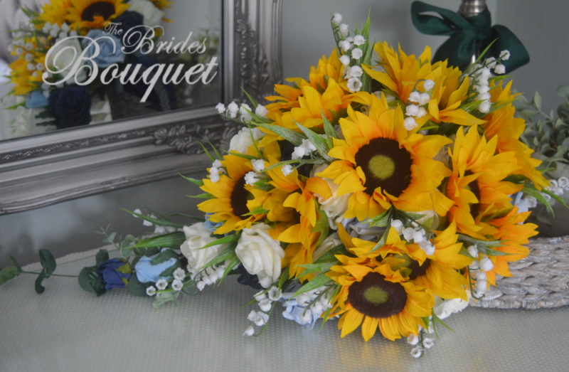 Artificial Sunflower & Rose Wedding Flowers - Bridal Bouquets