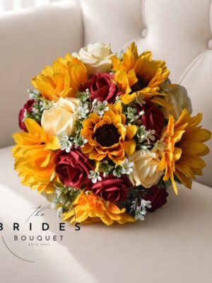 artificial sunflower wedding bouquets handmade in colours of your choice