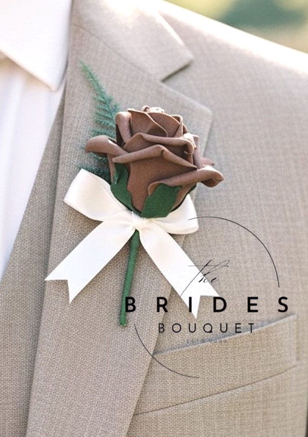 wedding guest buttonholes artificial rose with fern leaf any colours