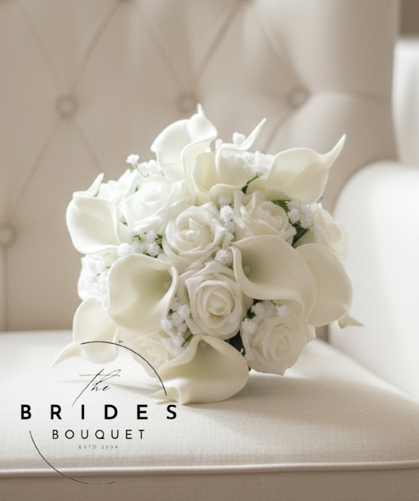 white rose calla lily baby breath gypsophila wedding bouquets artificial flowers bridesmaids