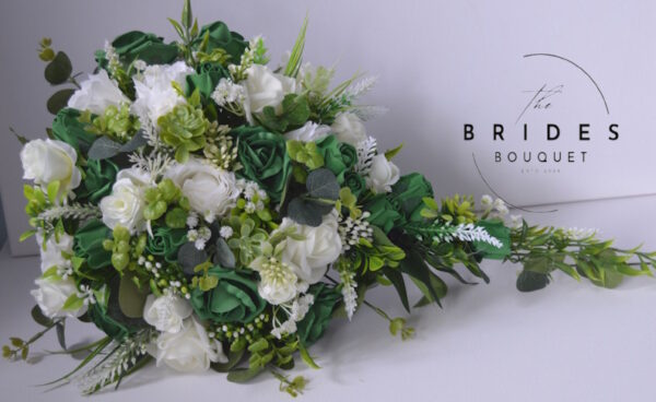 Emerald and ivory wedding flower package UK