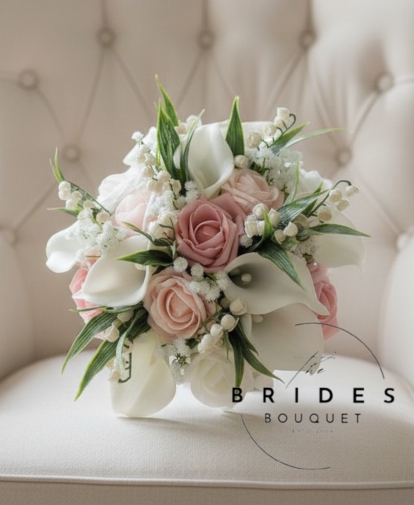 bridesmaid size bouquets of artificial roses calla lily and lily of the valley all colours uk