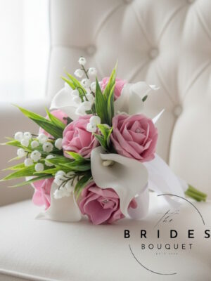 artificial rose and calla lily wedding bouquets bridesmaids flowers with lily of the valley