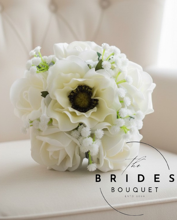 silk anemone and faux rose flower girl bouquets posy