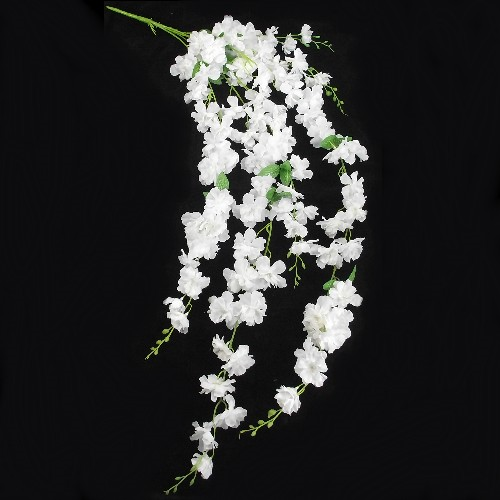 Artificial Silk Trailing Flowers Delphinium Ivory Hanging Flower Branch