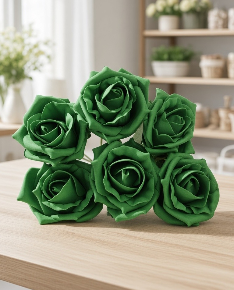 emerald green foam roses bunch 6 colourfast foam flowers 5cm