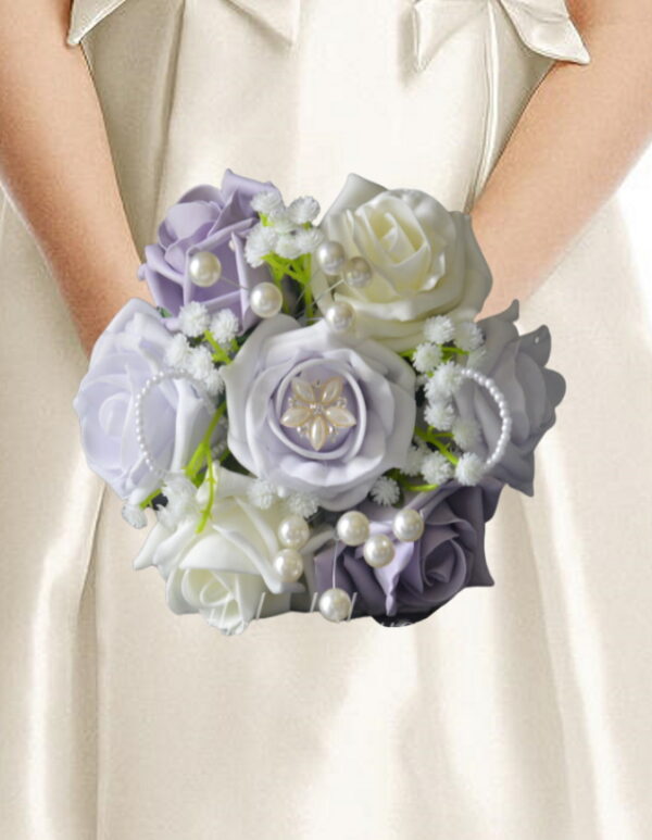 artificial wedding bouquet foam rose bridesmaid posy with pearls