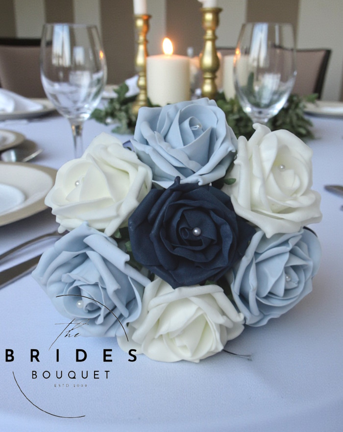 flower girl bouquet of 3 different coloured artificial roses blue version small rose posy bouquets of artificial roses any 3 colours