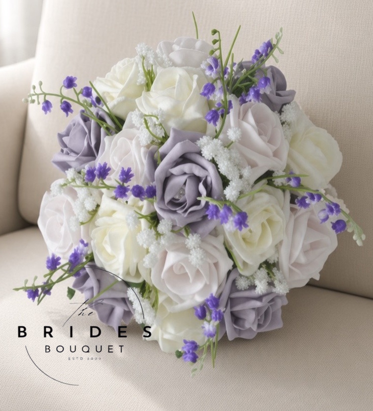 rose and bluebell artificial wedding bouquet with gypsophila bridesmaids artificial flowers uk
