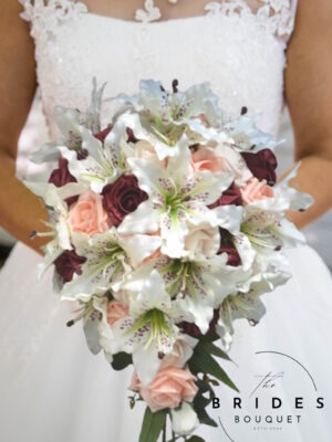 silk tiger lily bouquet teardrop artificial bride flowers