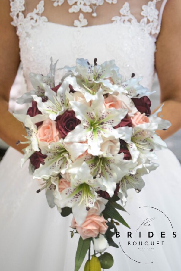 silk tiger lily bouquet teardrop artificial bride flowers