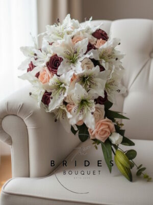 silk tiger lily bouquet teardrop artificial bride flowers