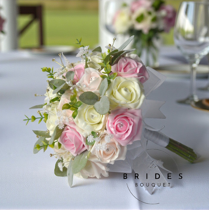 baby pink blush wedding bouquet natural look brides bouquet with foliage