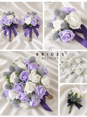 Wedding Flower Package Rose & thistle handmade in your colours