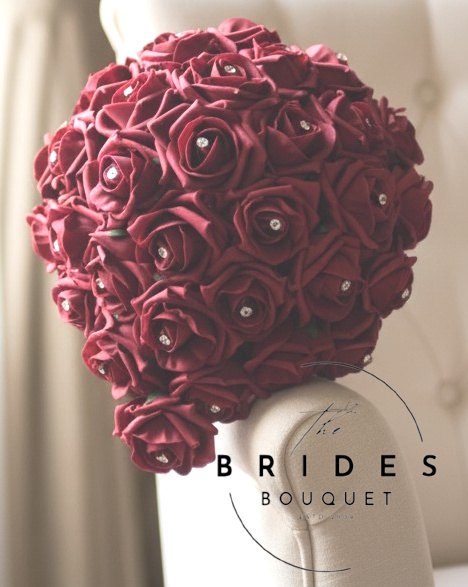 budget wedding bouquet of foam roses bridal tear cascading bouquets in your colours