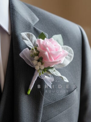 pink rose lambs ear mum corsage artificial wedding flowers