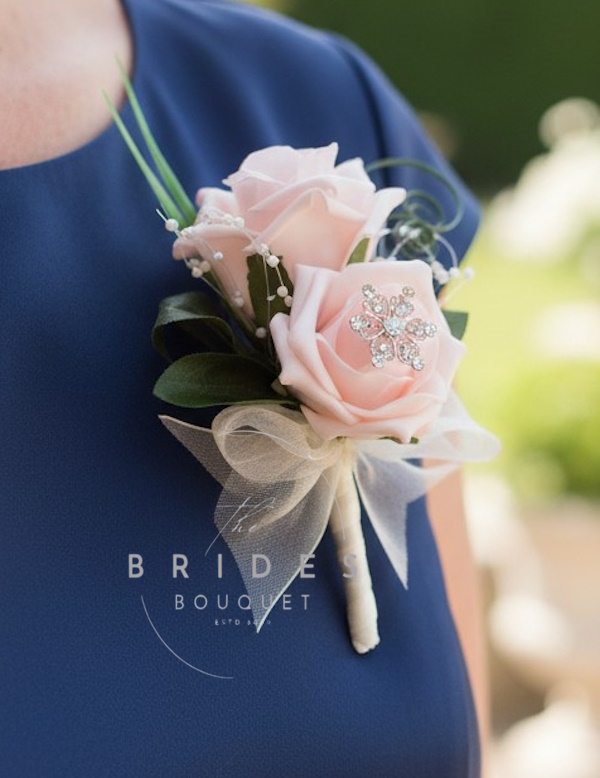 rose mothers pin corsage with brooch and pearls artificial double rose buttonhole