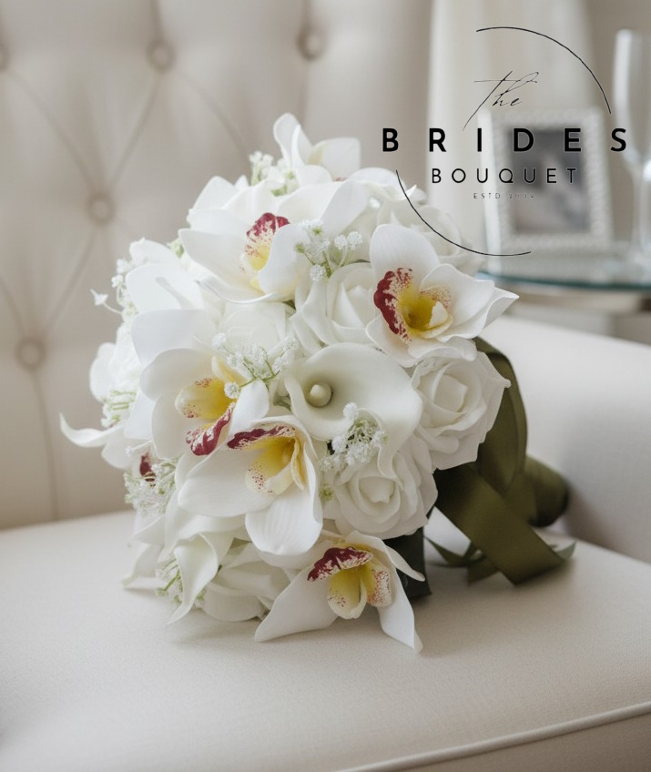 silk orchid artificial rose wedding bouquet with calla lily cymbidium orchid rose calla lily bridal bouquets artificial wedding flowers