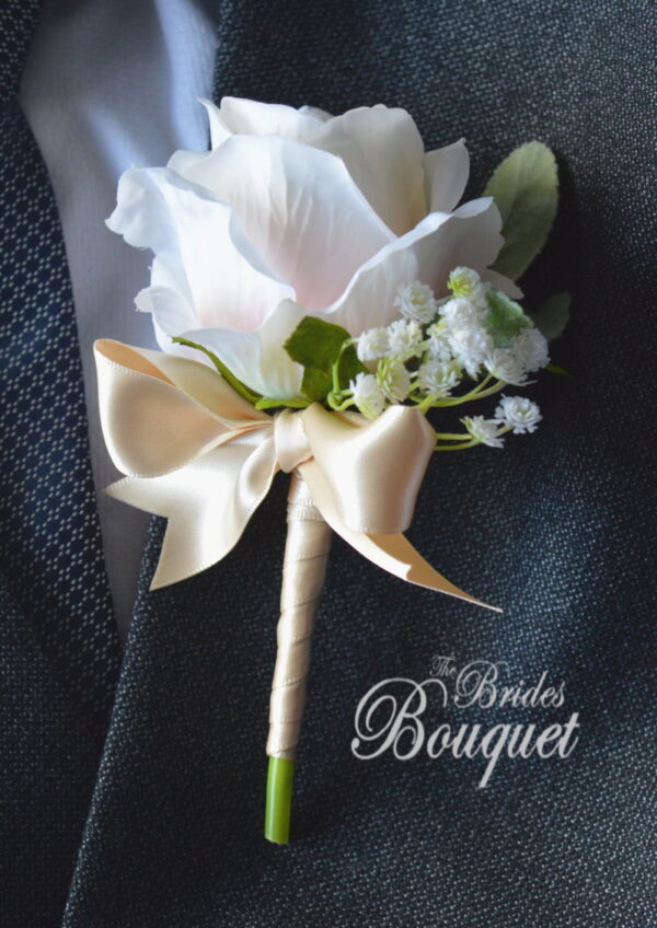 groom boutonniere mens boutonniere silk grooms flower realistic fake wedding buttonhole silk rose wedding corsage